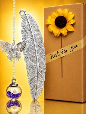 Feather Bookmark with Butterfly Charm